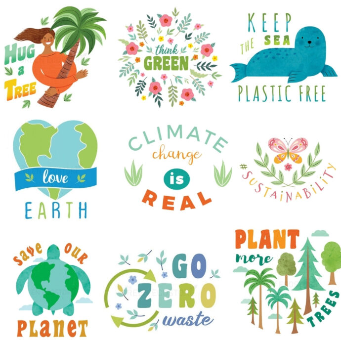 Environment theme stickers (set of 9)